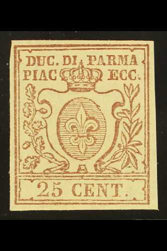 PARMA  1857-9 25c Dark Lilac Brown, Sass. 10a, Very Fine Mint With Full Gum, Even Margins All Round And Bright Colour. C - Sin Clasificación