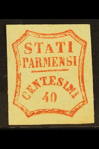 PARMA  1859 40c Vermilion, Provisional Govt, Variety "Broken A", Sass 17c, Very Fine Mint Og. For More Images, Please Vi - Non Classés