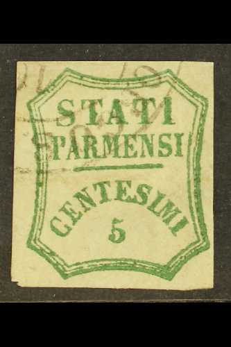 PARMA  1859 5c Blue Green, Provisional Govt, Sass 12, Fine Used With Good Clear Margins All Round And Neat Part Borgo S. - Non Classés