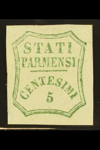 PARMA  1859 5c Blue Green Provisional Government, Sass 12, Mint Part Og. Tiny Marginal Thinning At Bottom Left Otherwise - Sin Clasificación