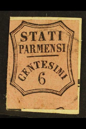 PARMA  NEWSPAPER STAMPS - 1853 6c Deep Rose, Sass 1, Superb Used With Clear Margins All Round And Good Colour, Tied On S - Sin Clasificación