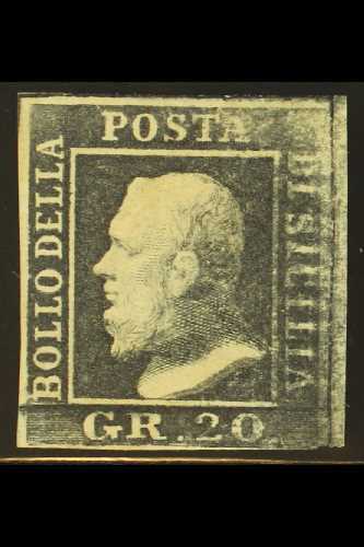 SICILY - 1859 RARE DOUBLE PRINTING  20 Gr. Slate Grey, A Mint Example Of This Classic First Issue, Showing Stunning DOUB - Sin Clasificación