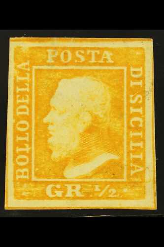 SICILY  1859 ½g Orange, Sass 1, Very Fine Mint With Four Large Margins And Large Part Original Gum. Lovely Stamp With 20 - Sin Clasificación