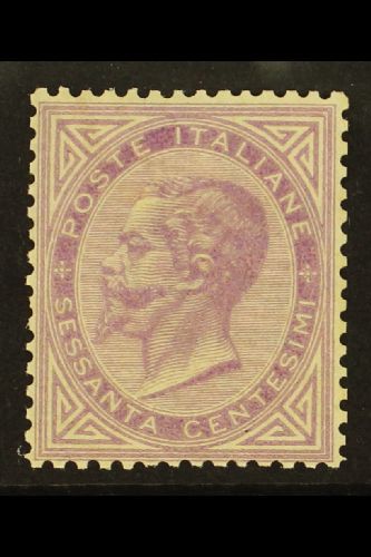 1863  60c Bright Lilac London Printing, Sassone L21, Lightly Hinged Mint, Signed & Identified By Alberto Diena. For More - Non Classés