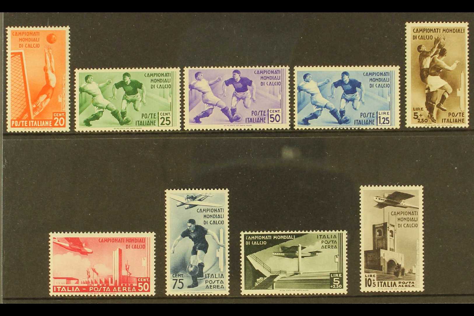 1934  Football Complete Set Inc Airs (SG 413/21, Sassone 357/A72), Never Hinged Mint. (9 Stamps) For More Images, Please - Sin Clasificación