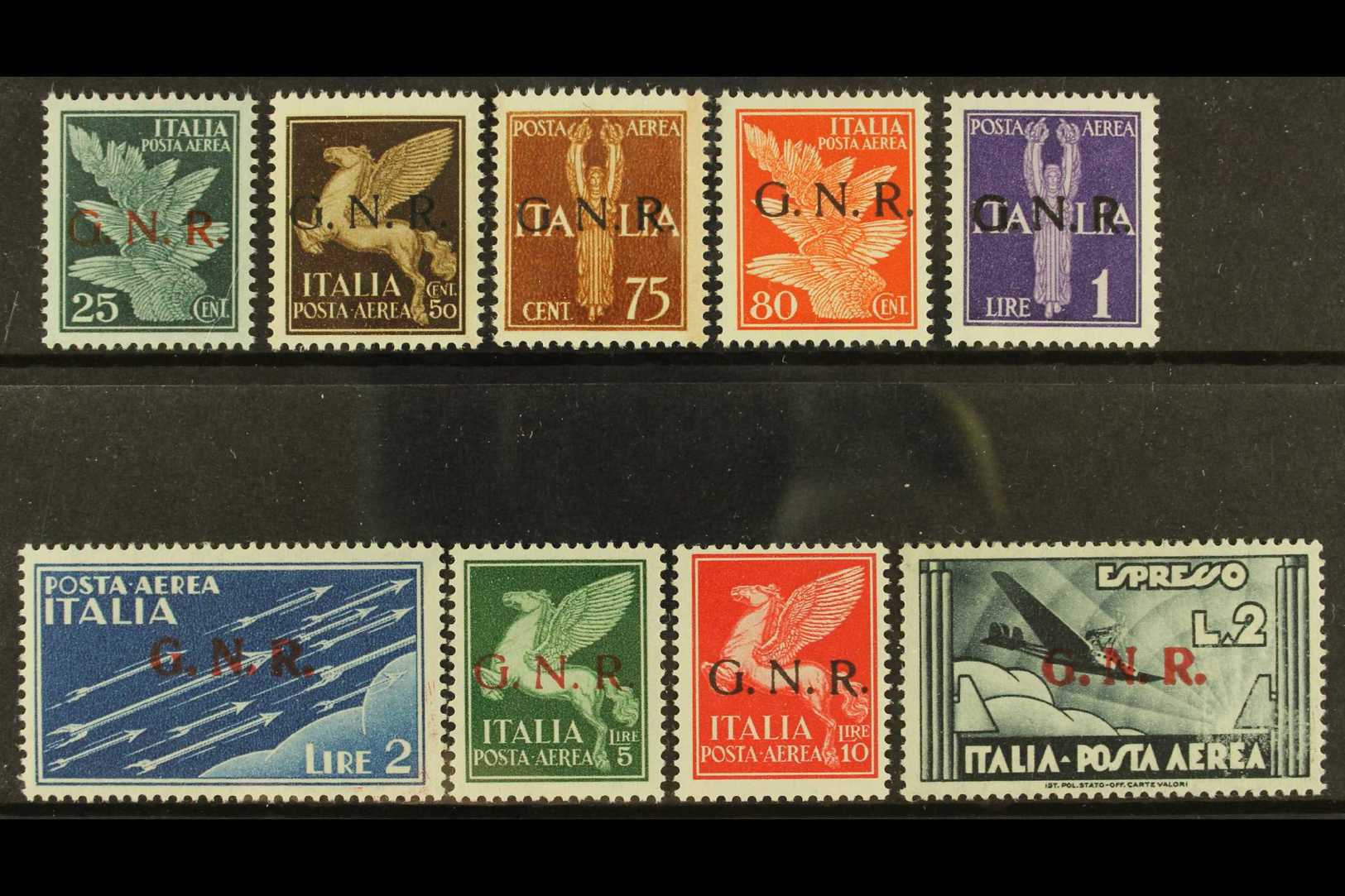 ITALIAN SOCIAL REPUBLIC (RSI)  1944 Airmail Set Including The Air Express Stamp Overprinted "G.N.R." In Verona,, Sassone - Sin Clasificación