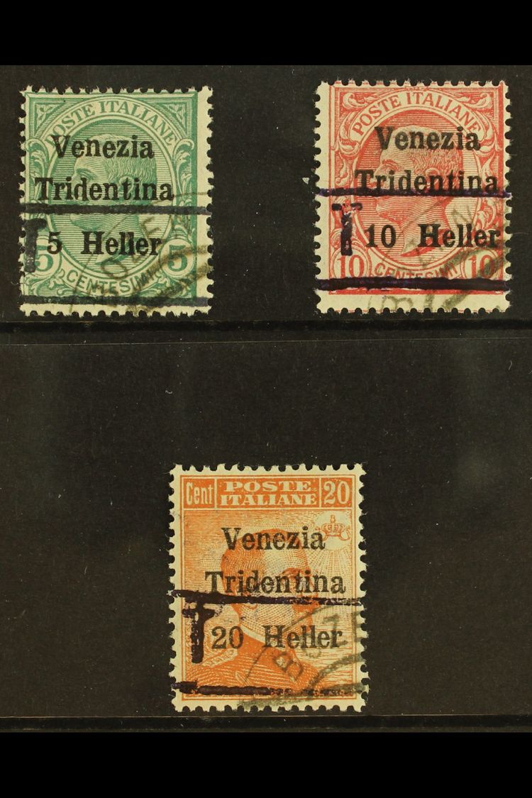 TRENTINO - ALTO ADIGE  1918 -19 Barred "T" Overprint Without Numerals, 5c On 5c, 10c On 10 And 20c On 20c, Sass BZ3/20-2 - Sin Clasificación