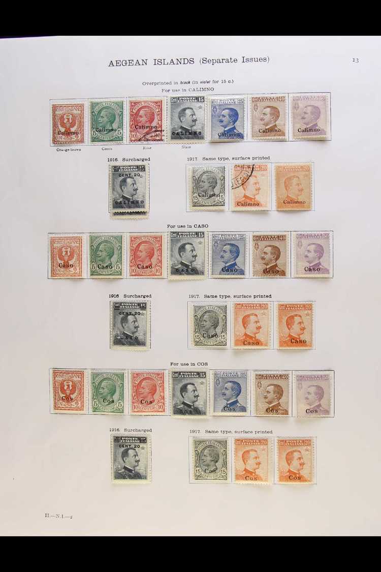 AEGEAN ISLANDS  1912-22 COMPLETE DEFINITIVE MINT & USED COLLECTION For All The Michetti And Leoni Issues Overprinted, Mo - Otros & Sin Clasificación