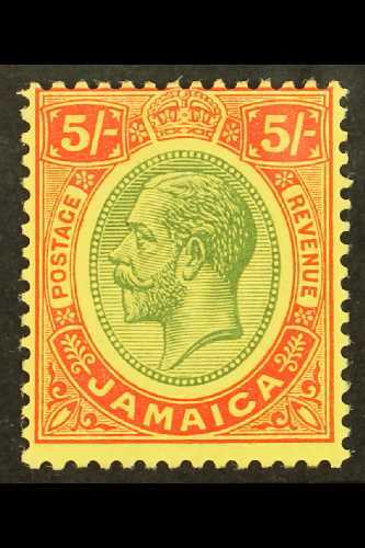 1912-20  5s Green And Red On Yellow, SG 67, Very Fine Mint. For More Images, Please Visit Http://www.sandafayre.com/item - Jamaica (...-1961)