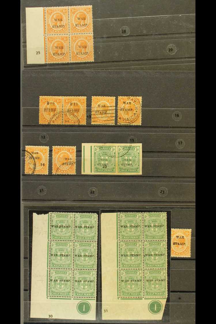 1916 - 1917 WAR STAMP SELECTION  Range Of  Mint And Used Single Stamps, Pairs And Blocks Showing A Range Of Varieties, M - Jamaica (...-1961)