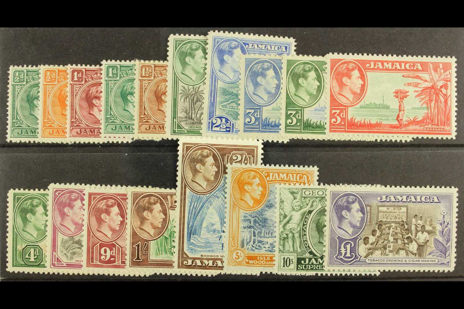 1938-52  Complete KGVI Definitive Set, SG 121/133a, Very Fine Mint. (18) For More Images, Please Visit Http://www.sandaf - Jamaïque (...-1961)