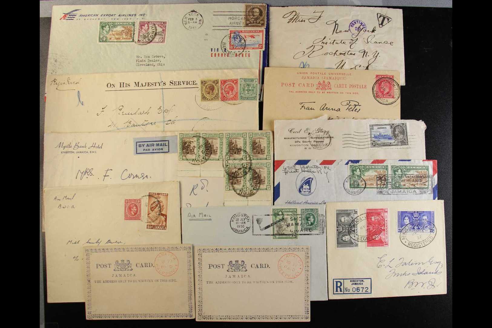 COVERS & POSTCARDS ACCUMULATION  1877-1978 Mixed Lot, Incl. 1877 ½d & 3d Unused Stationery Postcards, H&G 7, 9, 1912 Tax - Jamaïque (...-1961)