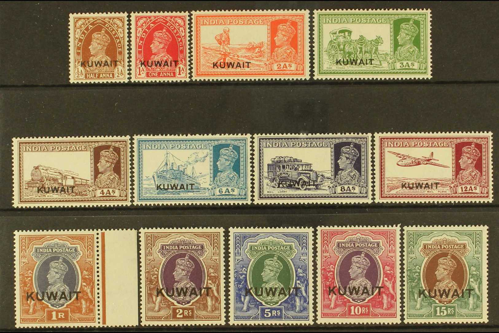 1939  KGVI Opt'd Definitive Set, SG 36/51, Fine Mint (13 Stamps) For More Images, Please Visit Http://www.sandafayre.com - Koweït