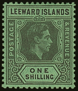 1938-51  1s Black & Grey/emerald, SG 110bb, Fine Mint For More Images, Please Visit Http://www.sandafayre.com/itemdetail - Leeward  Islands