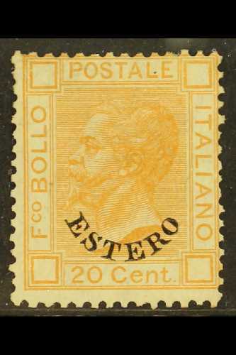 ITALIAN OFFICES IN LEVANT  1878 20c Orange Overprinted "Estero", Sass 11, Very Fine Mint, Large Part Og. Signed Fulpius. - Otros & Sin Clasificación