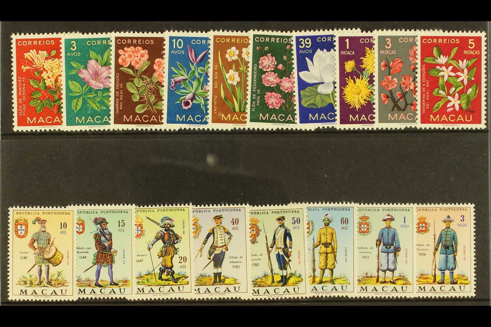 1953-66 NEVER HINGED MINT  Indigenous Flowers (SG 458/67) & Military Uniform Set (SG 496/503) Never Hinged Mint (18 Stam - Autres & Non Classés
