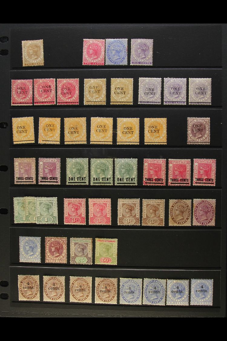 1867-1948 MINT HOARD CAT £2000+  A Lightly Duplicated Range Presented More Or Less In Order On Stock Pages. Includes QV  - Straits Settlements