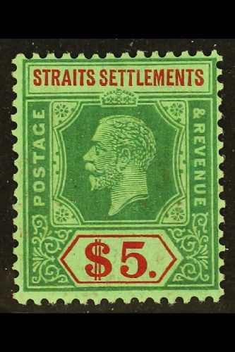 1921-33  (wmk Mult Script CA) $5 Green And Red/green, SG 240a, Very Fine Mint. For More Images, Please Visit Http://www. - Straits Settlements