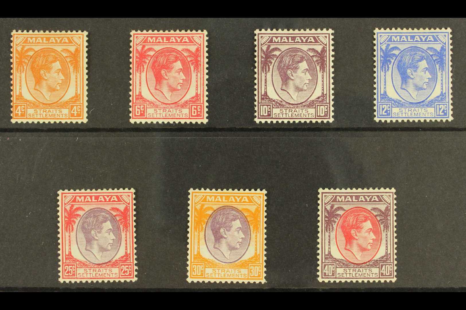1937-41  KGVI Mint Values - 4c, 6c, 10c, 12c, 25c, 30c And 40c - Fine Mint. (7 Stamps) For More Images, Please Visit Htt - Straits Settlements