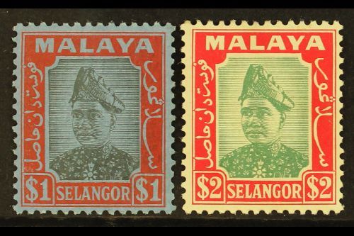 SELANGOR  1941 $1 & $2 Sultan Hisamud-din Alam Shah, SG 86/7, Very Fine Mint. (2 Stamps) For More Images, Please Visit H - Otros & Sin Clasificación