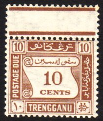TRENGGANU  1937 10c Brown Postage Due, SG D4, Never Hinged Mint. Scarce! For More Images, Please Visit Http://www.sandaf - Otros & Sin Clasificación