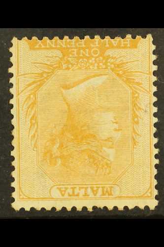 1863-81  ½d Pale Buff, Watermark Inverted, Mint With Sweated Gum, Very Scarce. For More Images, Please Visit Http://www. - Malta (...-1964)