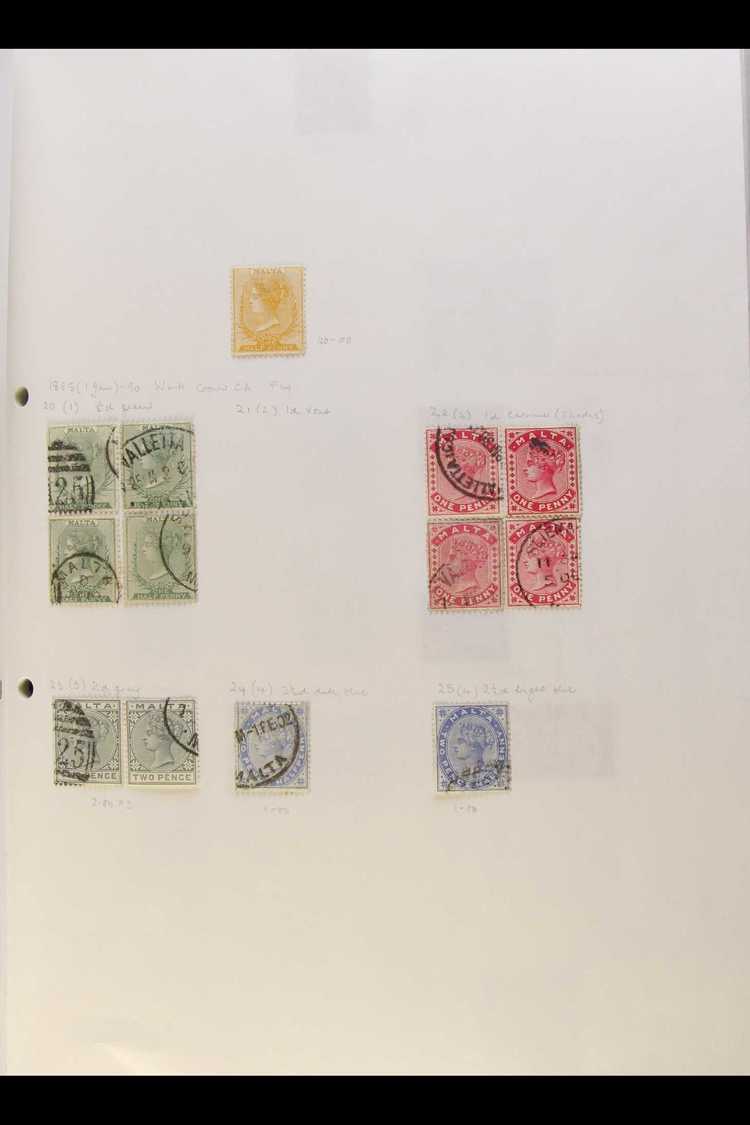 1882-1971 COLLECTION  On Leaves, Mint & Used, Inc 1882-84 ½d Orange-yellow Mint, 1885-90 Set Used, 1899-1901 ¼d Wmk Side - Malta (...-1964)