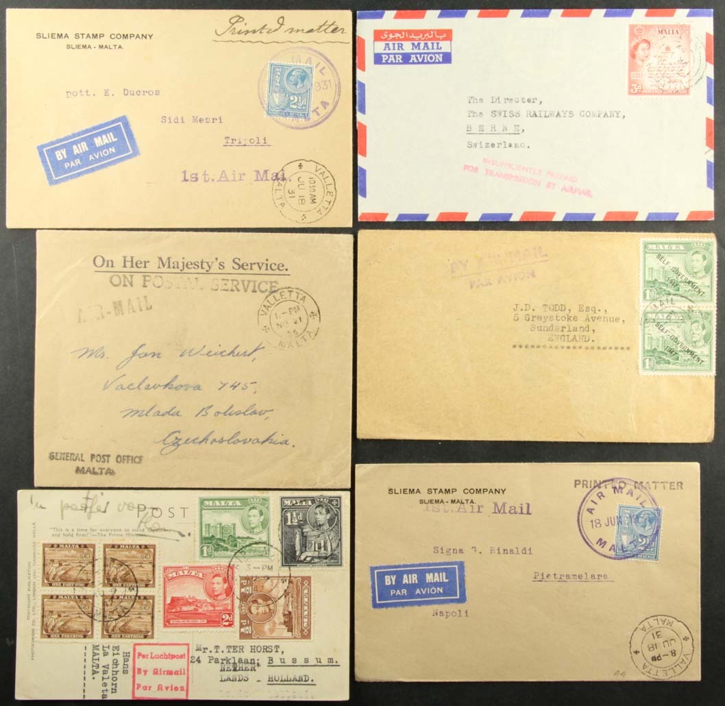 1931 - 1959 SELECTION OF COVERS AND CARDS  Interesting Selection Of Cards And Covers, Various Frankings And Cancels. Inc - Malte (...-1964)