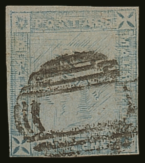 1859  2d Blue Lapriot 'worn Impression', SG 39, Fine Used With 4 Small Neat Margins. For More Images, Please Visit Http: - Maurice (...-1967)