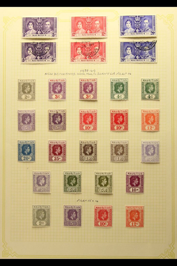 1937-50  Mostly Fine Mint Collection, Incl. 1938-49 KGVI Defins With Additional Papers And P.15x14 Printings, 1948 Royal - Mauricio (...-1967)
