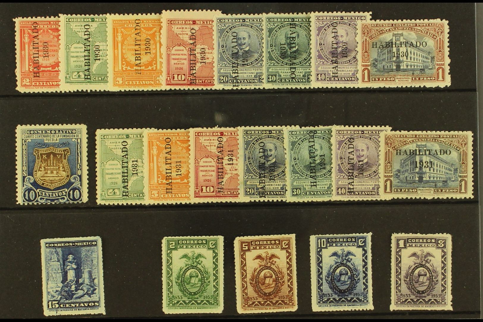 1930-1933 COMPLETE MINT  An Attractive Selection On A Stock Card With A Complete "Postal" Issues Run, Scott 667/687. A F - Mexico