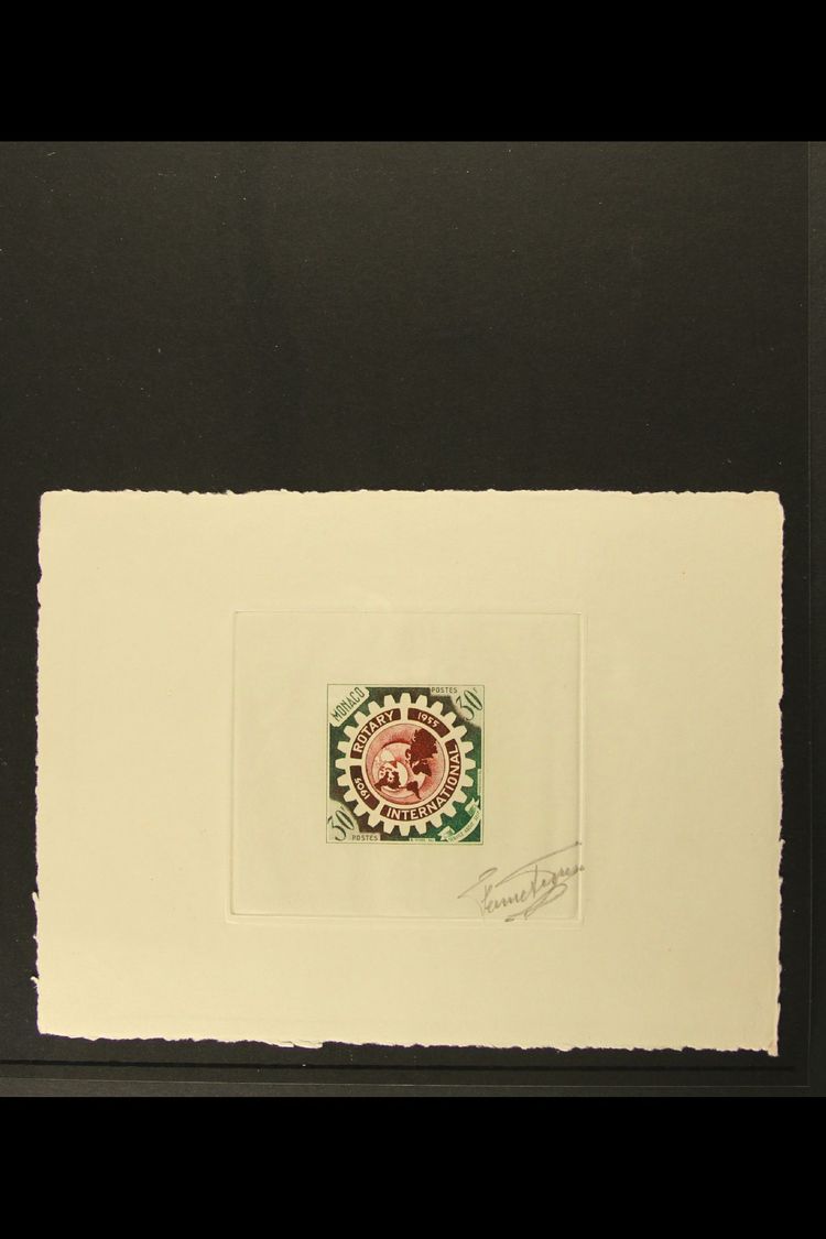 1955  50f Rotary International (as Yvert 440, SG 543) - A SUNKEN COLOUR TRIAL PROOF In Green And Brown-purple, Signed By - Otros & Sin Clasificación