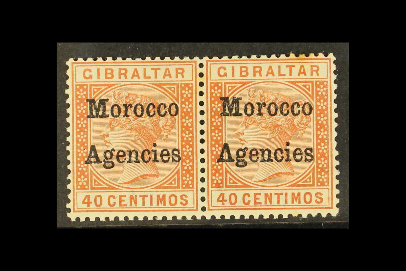 GIBRALTAR ISSUES OVERPRINTED  1898 40c Orange Brown Variety "inverted V For A", In Mint Pair With Normal, SG 5 + 5a, Ton - Otros & Sin Clasificación