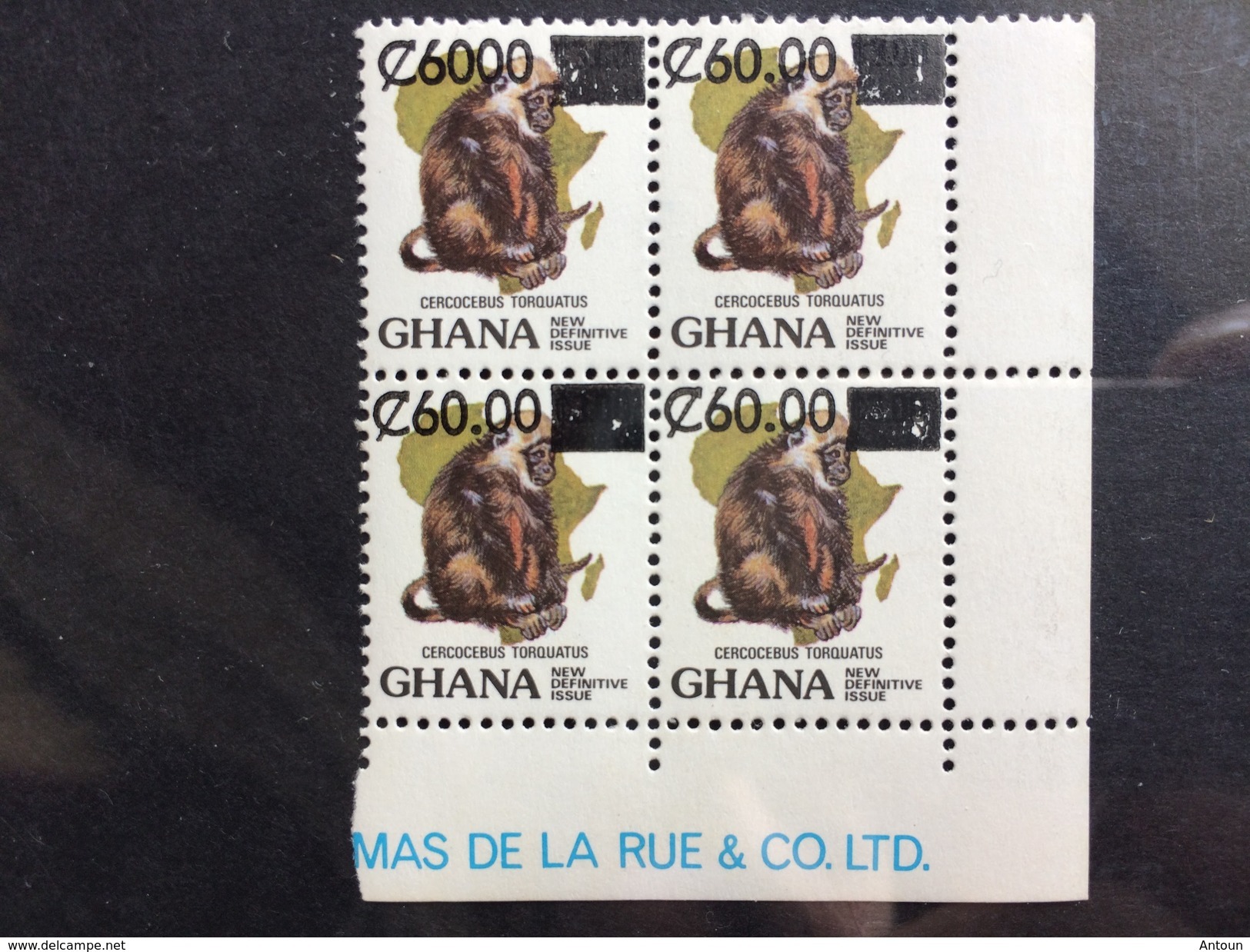 Ghana 1988 Block Of Four Decimal Point Omitted  C60.00  Becames  C6000 - Ghana (1957-...)