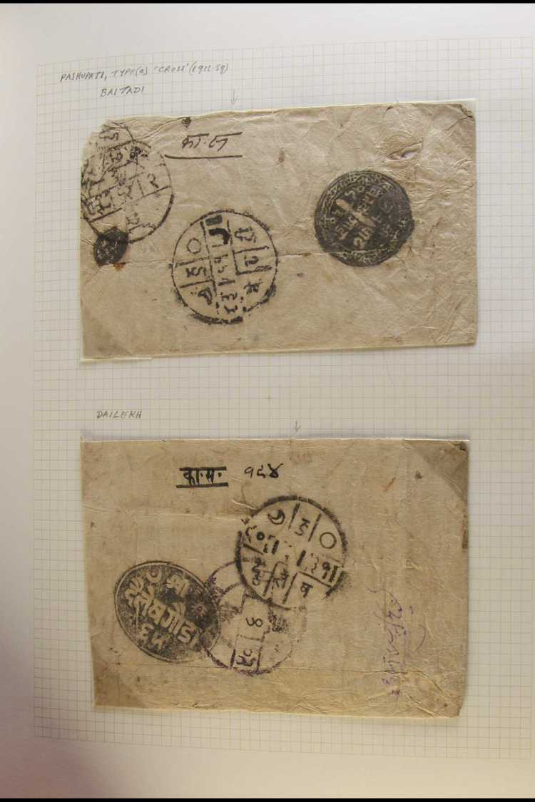 POSTAL HISTORY COLLECTION  STAMPLESS COVERS Presented In An Album, Lots Of Different Types Of Canceller Seen, With Negat - Nepal