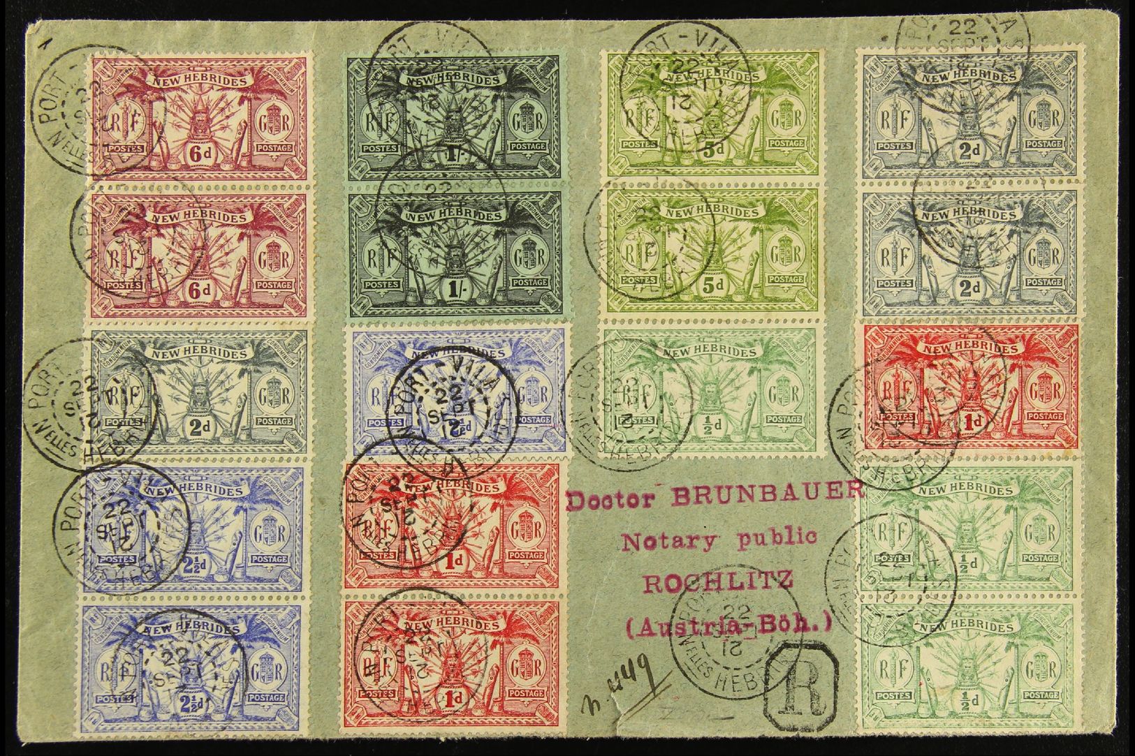 ENGLISH  1921 (22 Sep) Spectacular Registered Cover To Austria Bearing Eighteen (18) 1911 Values To 1s, With ½d X3, 1d X - Otros & Sin Clasificación