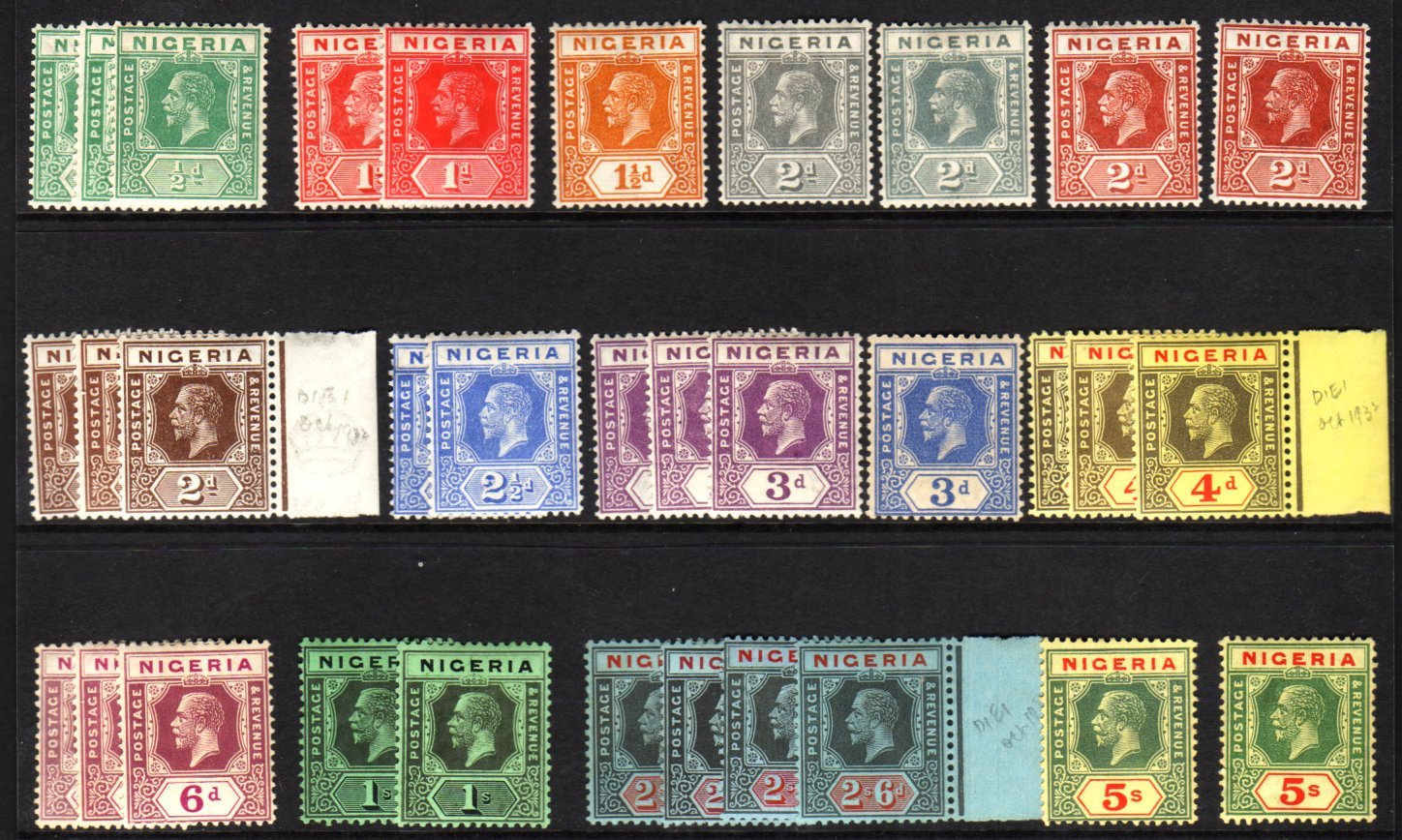 1921-32  Script Wmk Set To 5s SG 15/28, Plus Additional Shades And Die Changes To 2/6d (3) And 5s, Fine Mint. (33 Stamps - Nigeria (...-1960)