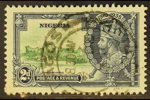 1935  2d Silver Jubilee With KITE AND VERTICAL LOG Variety, SG 31k, Good Used. For More Images, Please Visit Http://www. - Nigeria (...-1960)