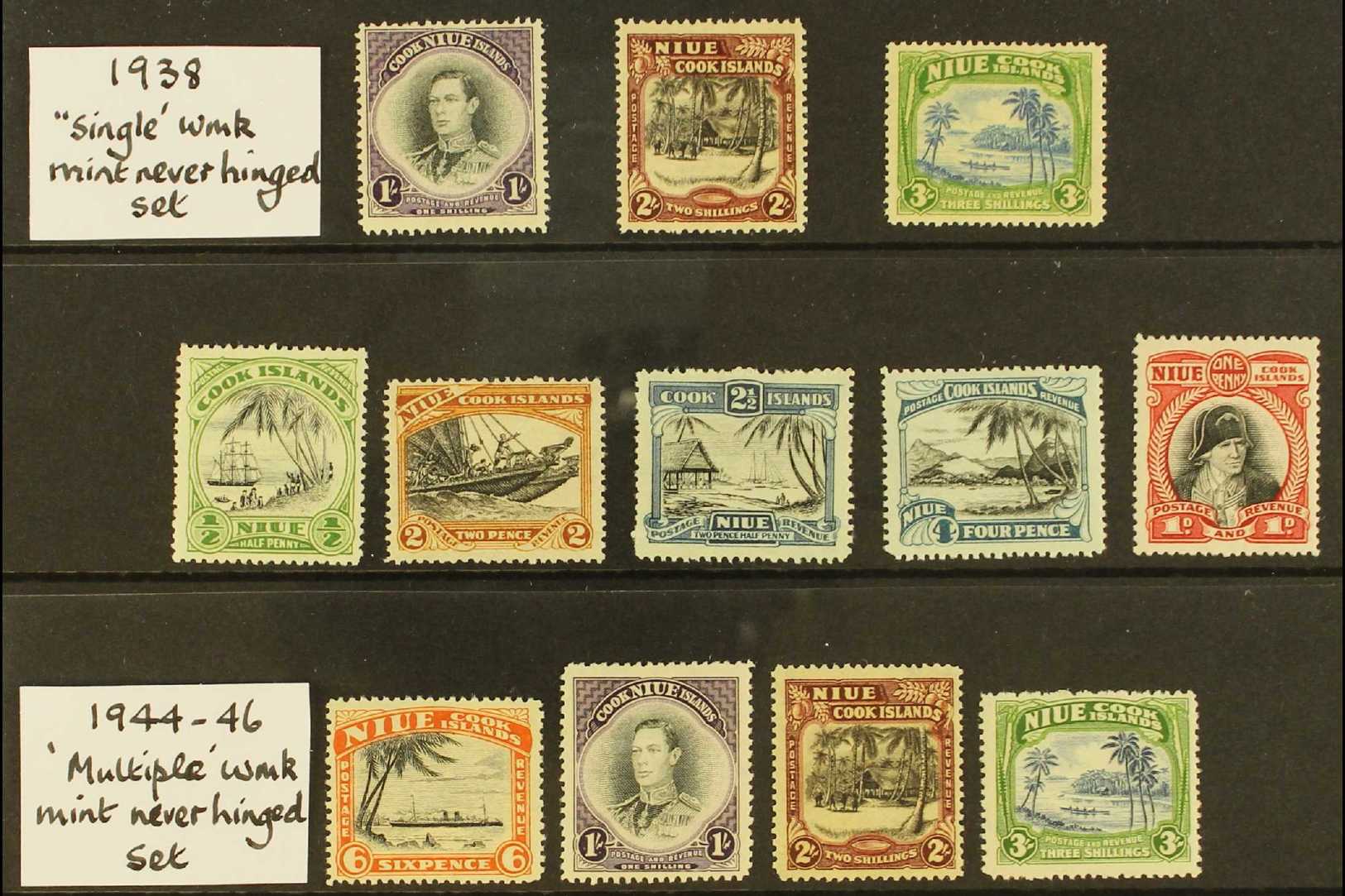 1938- 1946 NEVER HINGED MINT SETS  The 1938 Portrait Set SG 75/77 & The 1944-46 Pictorials Set SG 89/97 Both Very Fine N - Niue