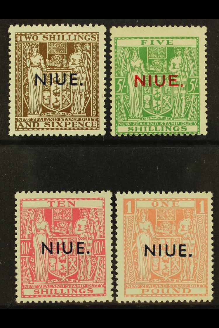 1941-67  Postal Fiscal Stamps Ovptd With SG Type 17 "NIUE," Watermark SG Type W43, Thin "Wiggins Teape" Paper, SG 79/82, - Niue