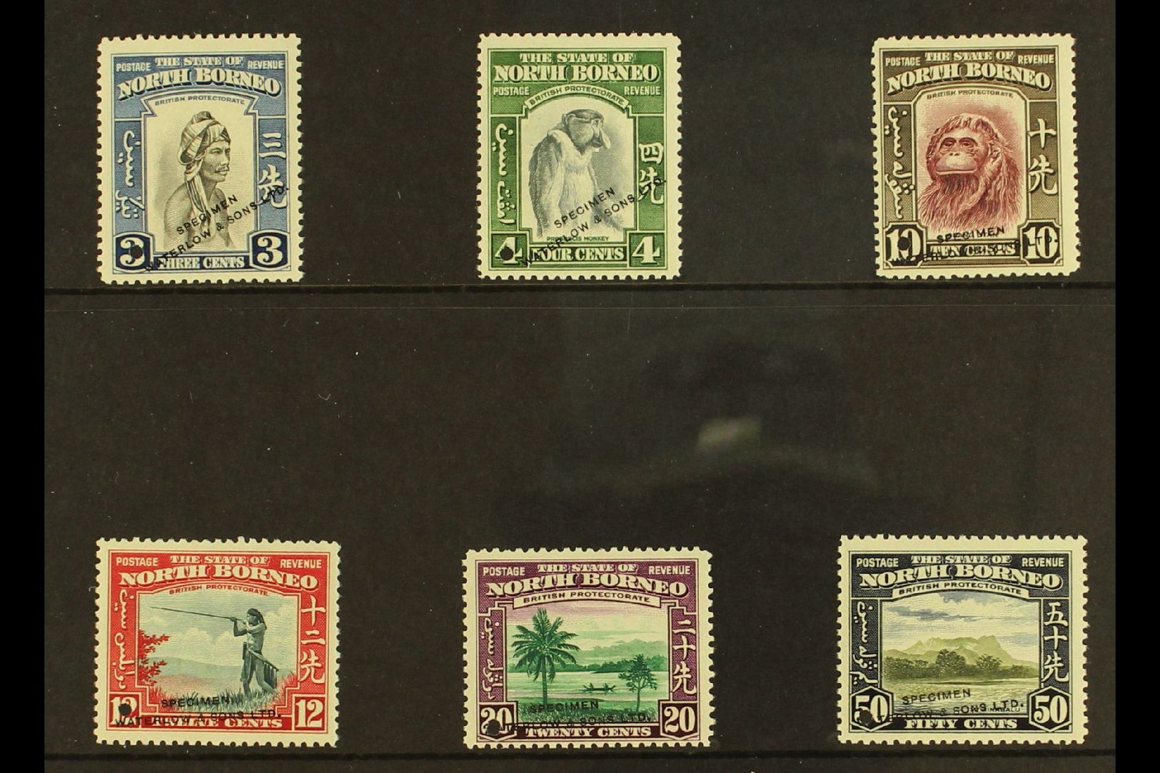 1939 PICTORIALS - COLOUR TRIALS  Includes 6 Values To 50c Each With Small Punch Hole And Overprinted Waterlow & Sons Ltd - Borneo Septentrional (...-1963)
