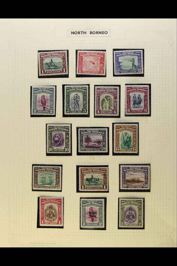 1939-1950 ALMOST COMPLETE VERY FINE MINT COLLECTION  In Hingeless Mounts On Leaves, ALL DIFFERENT, Only One Stamp Missin - Bornéo Du Nord (...-1963)