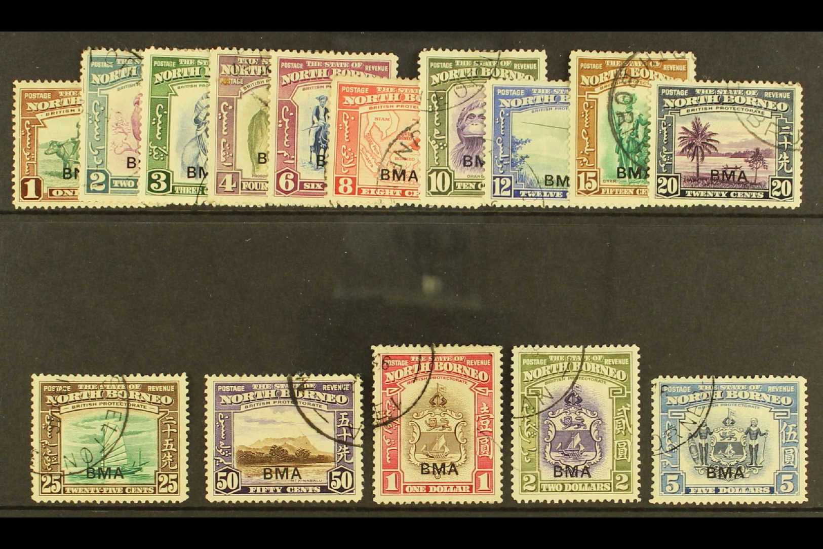1945  "BMA" Overprints Complete Set, SG 320/334, Very Fine Used. (15 Stamps) For More Images, Please Visit Http://www.sa - Borneo Del Nord (...-1963)