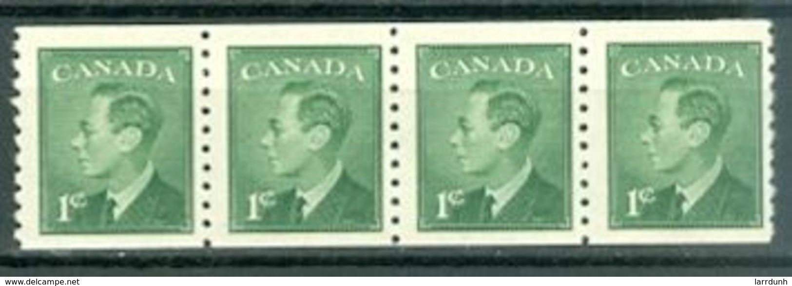 Canada 295 KGVI 1c Green Coil Strip 4 F-VF MNH 1950 A04s - Ungebraucht