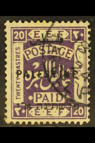 1922  20p Bright Violet Overprint Perf 14, SG 84, Fine Cds Used. For More Images, Please Visit Http://www.sandafayre.com - Palestina