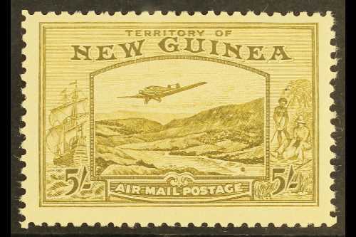 1939  5s Olive-brown Airmail, SG 223, Fine Mint, Lightly Toned Gum. For More Images, Please Visit Http://www.sandafayre. - Papúa Nueva Guinea