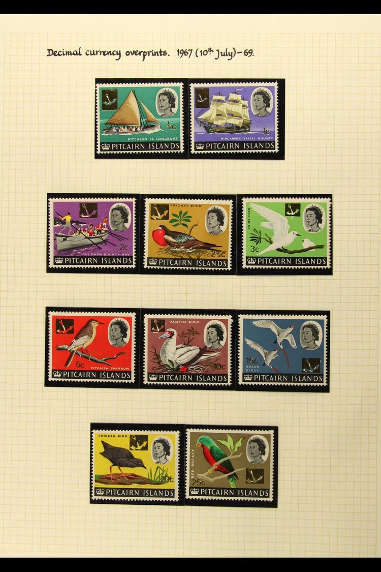 1967-84 NHM "NEW CURRENCY" COLLECTION  Presented In Mounts On Album Pages. Includes 1967 Overprinted Set, 1969-75 Defini - Islas De Pitcairn