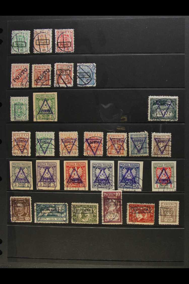 POSTAGE DUE PROVISIONALS  1918-19 Group Of Various Used Issues Of Poland Overprinted With Boxed "PORTO", Diagonal "PORTO - Autres & Non Classés