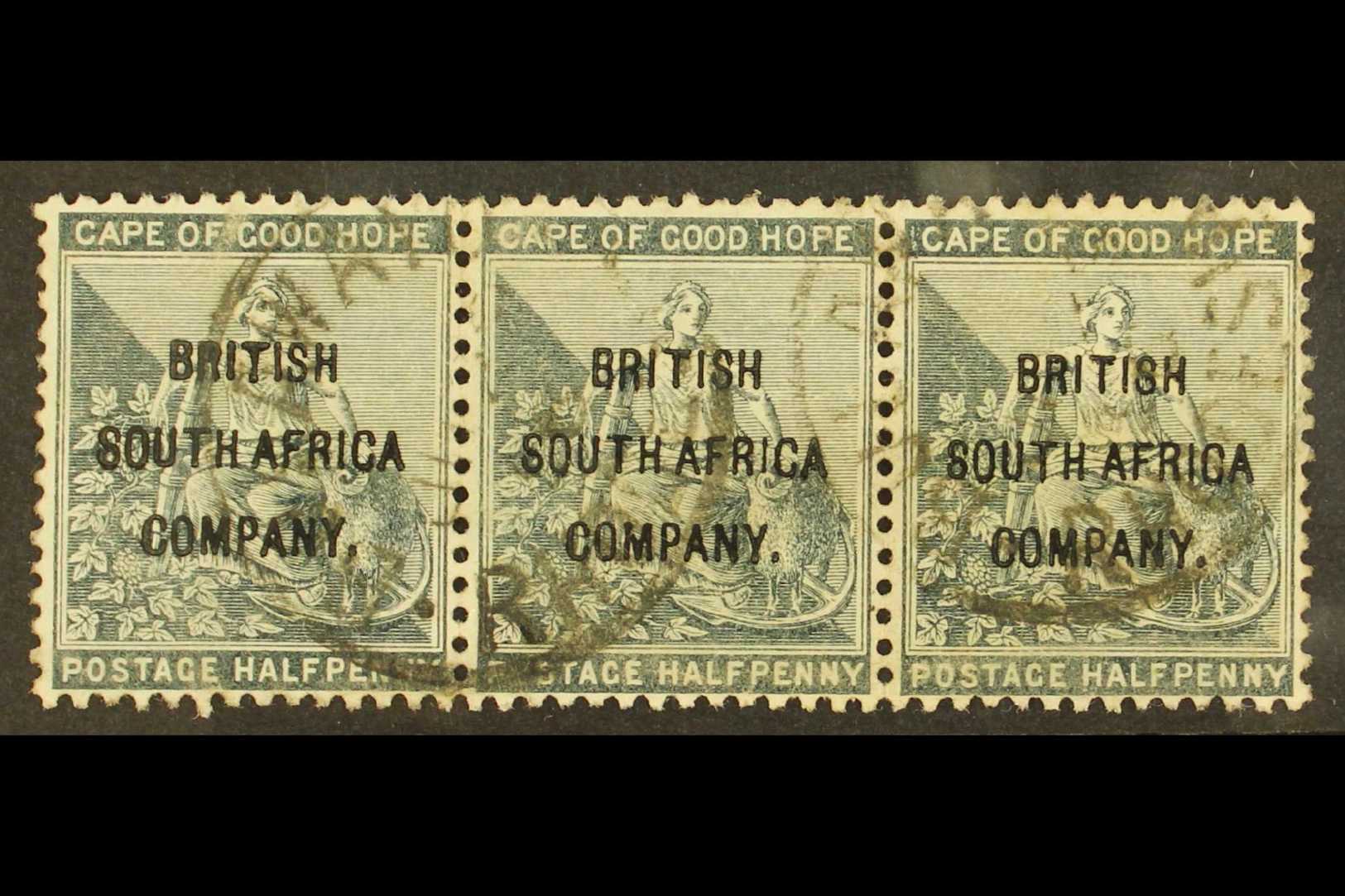 1896  ½d Grey- Black Overprinted, SG 58, Very Fine Used STRIP OF THREE. A Scarce Used Multiple. For More Images, Please  - Otros & Sin Clasificación