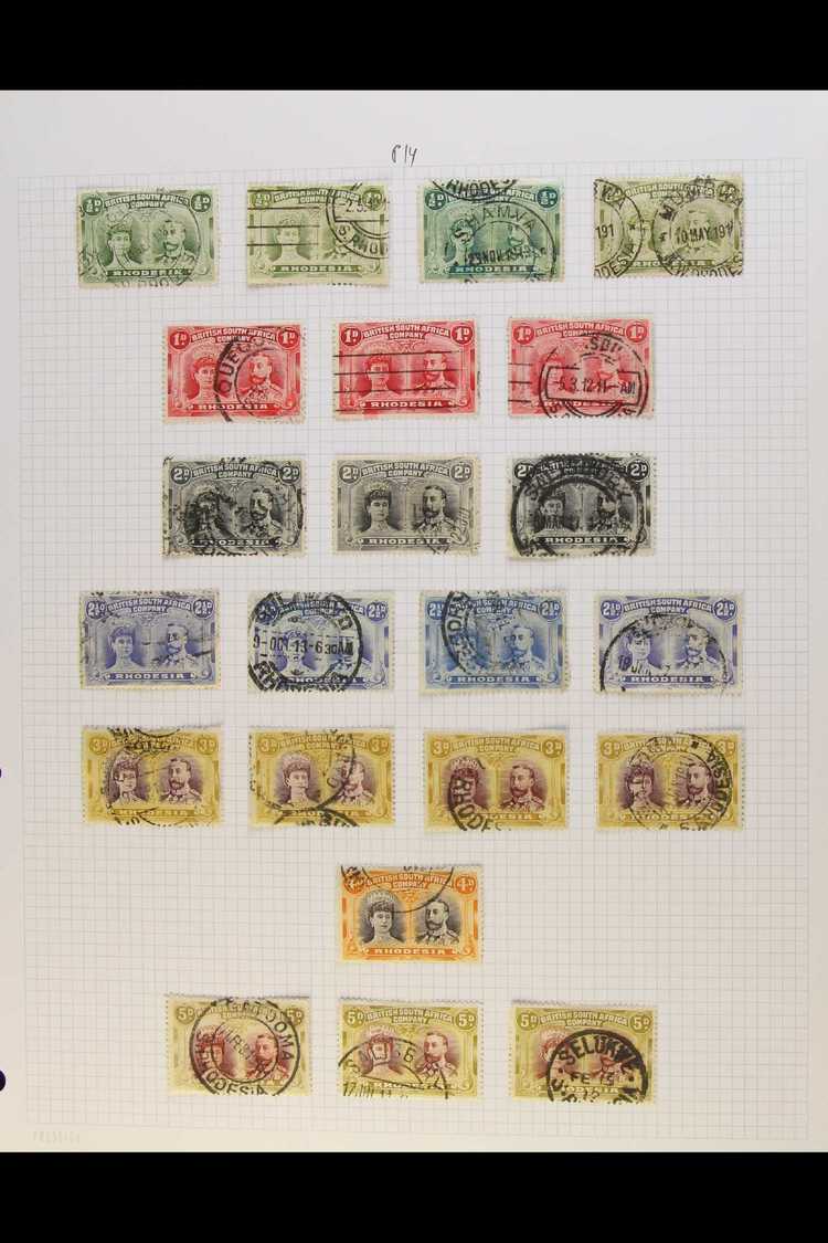 1910-1913 DOUBLE HEADS.  USED COLLECTION With Shades & Perf Types On Leaves, Inc 1910-13 Perf 14 ½d (x4), 1d (x3), 2d (x - Autres & Non Classés